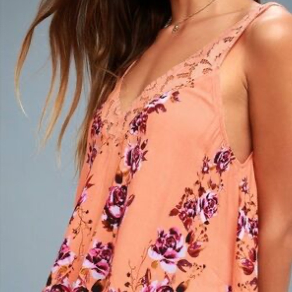 Free People Floral Lace Trim Women’s Tank Top